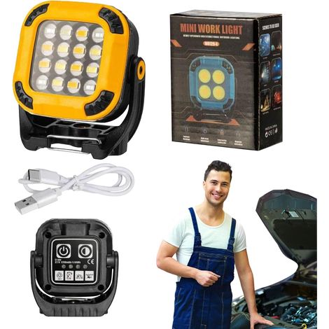 Wiederaufladbare Magnetische Arbeitslampe – Led-leuchte – Tragbare Beleuchtung Für Sicherheit, Autoreparatur, Camping Und Wandern