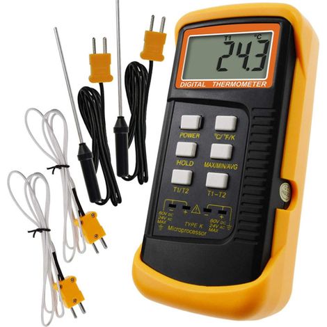 Thermometer Mit Mehreren Sonden, Doppelzeilig, K-thermoelement Und Bimetallic