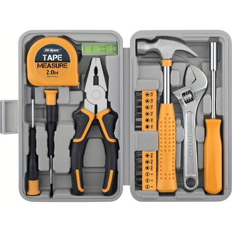 Universal-werkzeugsatz, 20-teilig – Gelber Kunststoff-werkzeugkasten, Ohne Strom Oder Batterien, Langlebiges Material, Ideal Für Wohnheime, Wohnungen Und Zimmer, Perfekt Für Frauen