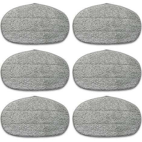 6 Tampons Pour Housse De Vadrouille Leifheit Cleantenso Pour Nettoyage En Profondeur Des Pores, Vadrouille À Vapeur Avec Dessous Velcro, Gris