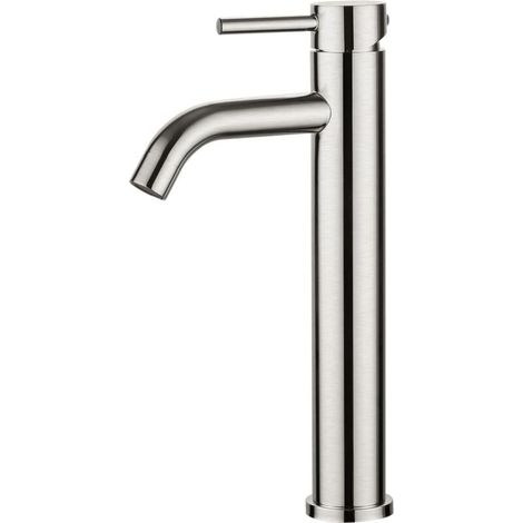Waschbeckenarmatur, Hochwertiger Waschbecken-mischbatterie Mit Hohem Auslauf, Mischarmatur Mit Kalt- Und Warmwasseranschluss, Grau