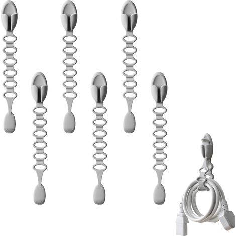 Kabelorganisator, 6er-pack Kabelorganisator, Multifunktionaler Kabelhalter, Wiederverwendbarer Kabelhalter Für Küche Und Zuhause (grau)