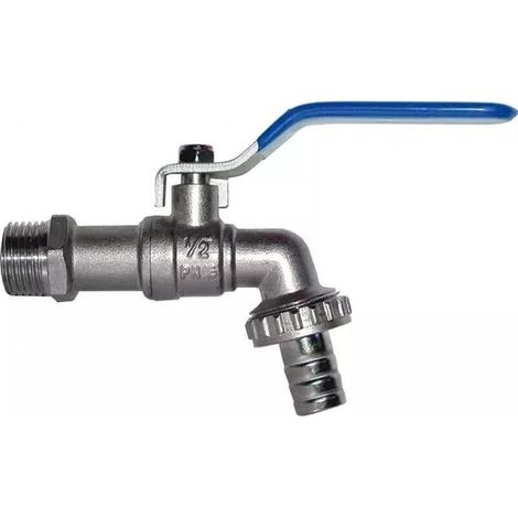 Wasserhahn Für Waschmaschine, Garten Und Haus 1/2", Grauer Wandhahn Aus Messing. Gartenwasserhahn Bis 15 Bar Wasserdruckfest. Außengewinde Mit 3/4-anschluss
