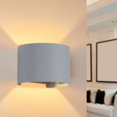 Wandleuchte Grau Led 6 W, Ip54, Runde Form, Neutralweiß (4000 K – 5500 K)