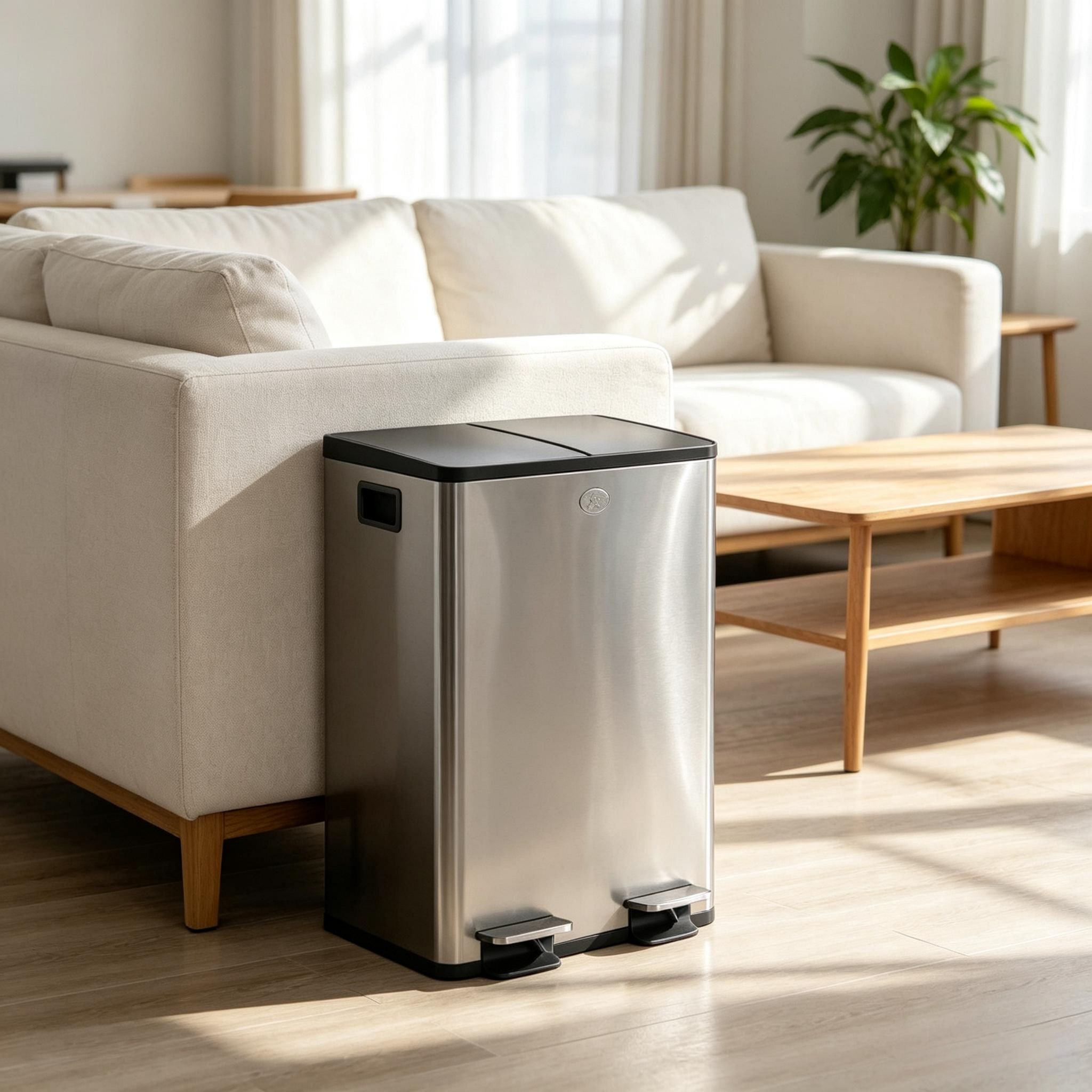 Doppel Mülltrennbehälter Küche, 2×28l, Soft-close-deckel, Herausnehmbare Inneneimer Mit Griffen