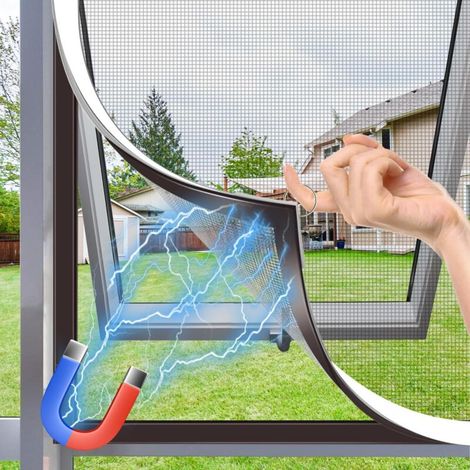 Fenstermückennetz Mit Stark Magnetischer Befestigung, Bis Zu 150 X 180 Cm, Magnet-mückennetz Aus Grauem Fiberglas