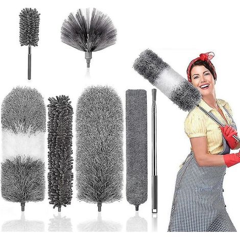Plumeau, Mikrofaser-wischmopp-set Mit Teleskopstiel, Abnehmbar, Wiederverwendbar Und Waschbar