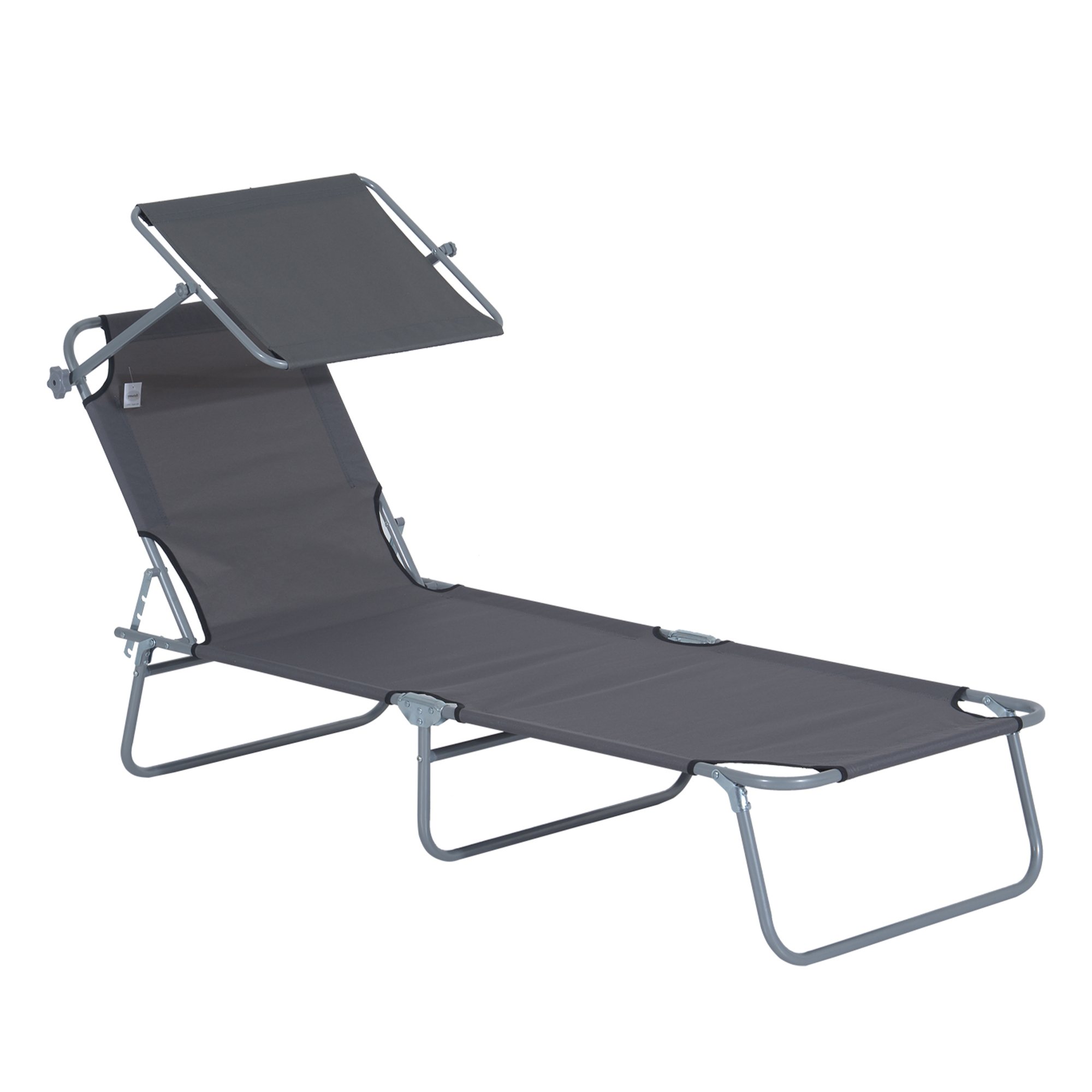 Sonnenliege Klappbar Gartenliege Mit Sonnendach, Oxford-gewebe, 187x58x36 Cm, Bis 120 Kg, Grau