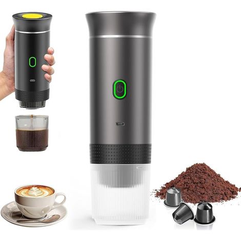 Tragbare Reise-kaffeemaschine, Schnellaufheizung 3-in-1 Tragbare Kaffeemaschine 12v, Automatische Aufwärmung In 4 Bis 6 Minuten, Große Kapseln, Gemahlener Kaffee, Für Camping, Büro, Zu Hause, Auto (as