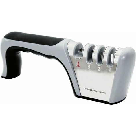 Professioneller 4-in-1 Messerschärfer Für Küchenmesser Und Scheren, Mit Rutschfester Gummibasis, Geeignet Für Edelstahl- Und Keramikmesser.