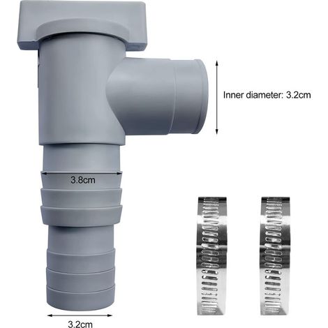 2 Absperrventile Für Pool – 32 Mm – Mit 2 Schlauchschellen – Doppeltes Absperrventil