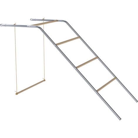 Holzspielstruktur Für Hühner, Außen-spielbereich Mit Verstellbaren Sitzstangen Und Schaukel, 82 X 150 X 110 Cm, Silberne Farbe