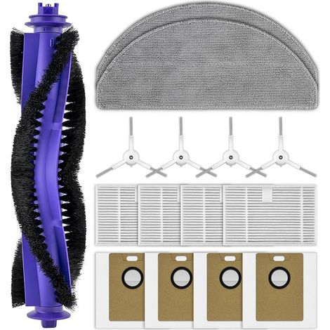 (15 Teile) Freo S Ersatzteile Kompatibel Mit Narwal Freo S Saugroboter, 1 Hauptbürste, 4 Seitenbürsten, 4 Hepa-filter, 4 Staubbeutel, 2 Mopps, Zubehörset