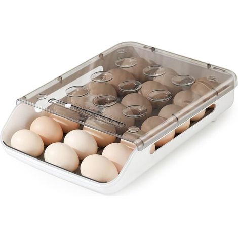 Stapelbare Eier-aufbewahrungsbox Kunststoff-eierhalter Mit Automatischem Ausrolldeckel Für Kühlschrank Küche Schränke Arbeitsplatten (grau)