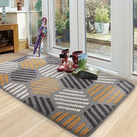 Rutschfester Innenraumteppich, Weicher Eingangsmatte Für Innen, Saugfähig Und Waschbar, Türmatte Für Innenbereich, Außenbereich, Schlafzimmer, Küche, Eingang, Flur -- 50 X 80 Cm, Grau