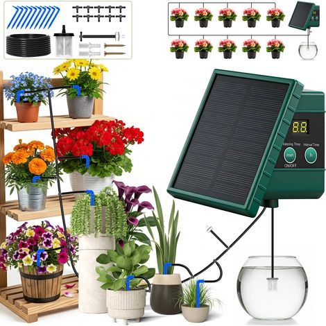 Solarbetriebenes Automatisches Bewässerungssystem Onherm Für Garten-, Balkon- Und Außenpflanzen