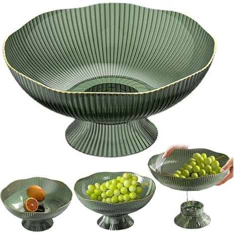 Obstschale Für Küchentheke, 10x10x5 Obstkorb Mit Ablauflöchern, Dekorative Leichte Schale Für Esstisch, Küche, Grün, Korb