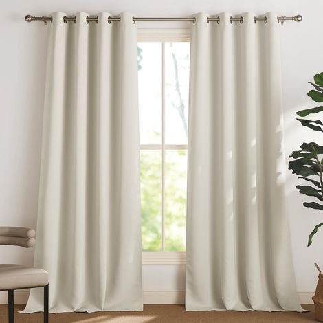 Rollos Thermische Verdunkelungsvorhänge In Hellbeige 140x200 Cm, 2-teiliges Set Mit Ösen Zur Isolierung Gegen Kälte Und Licht Für Die Innendekoration Von Fenstern Im Haus Oder Schlafzimmer