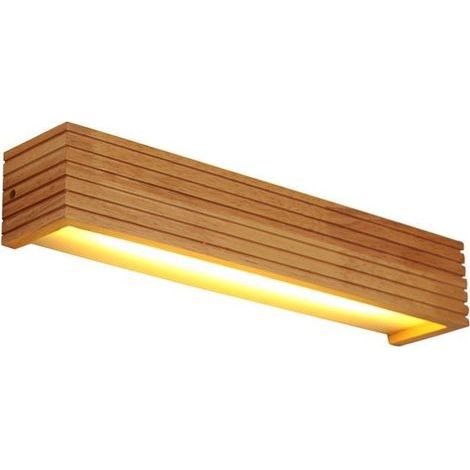 Led-wandleuchte Für Das Badezimmer, Make-up-lampe Mit Spiegel, Aus Massivem Holz, Warmes Licht, 35 Cm / 8 W, Für Nachttisch Oder Badezimmertwand