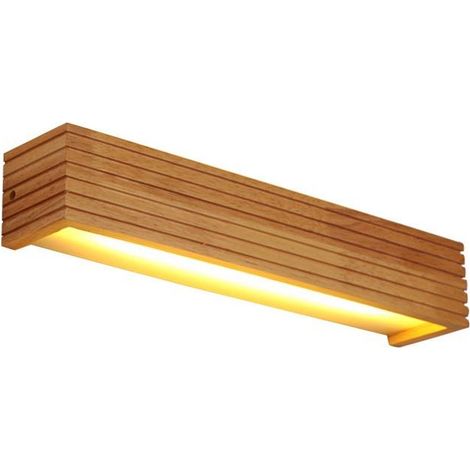 Led-wandlampe Für Das Badezimmer, Schminklampe Mit Spiegel, Aus Massivem Holz, Warmes Licht, 35 Cm / 8 W, Für Nachttisch Oder Badezimmerwand