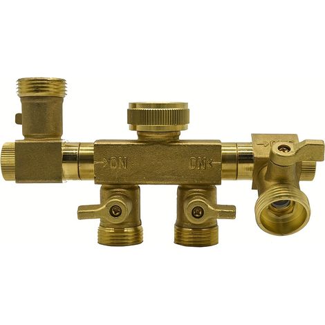 Ventil Mit 4 Wegen Aus Messing – Innengewinde 1/2" Und 3/4", Y-verbinder Mit Bsp-gewinde Und 360° Drehung Für Schläuche Und Wasserhähne