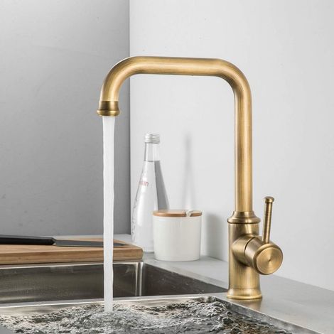 Rotierender Küchenmischer In Alt-kupfer, Spülbeckenarmatur Im Vintage-design, Schwenkbarer Und Praktischer Auslauf, Perfekt Zur Modernisierung Ihrer Küche