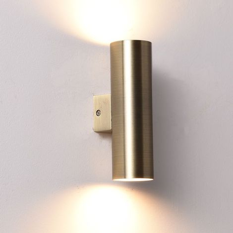 Wandlampe Aus Bronzefarbenem Metall, Modell Oben/unten, Mit Gu10-fassung, Höhe 18 Cm