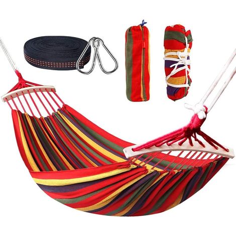 Doppelhängematte Mit Gestell, Statische Tragfähigkeit 300 Kg, 270 X 150 Cm, Regenbogenfarben, Geeignet Für Innenbereich, Balkon, Außenbereich, Reisen, Camping, Wandern