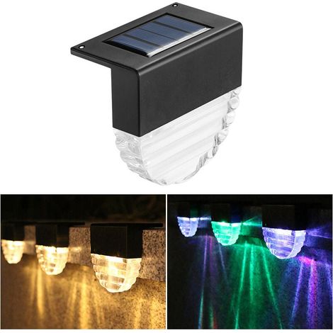 Solaire Étape Lumière, 4pcs Lampes Solaires De Terrasse Ip65 Étanche Avec Auto On/off Lumière Chaude Et Lumière De Couleur Éclairage Für Treppen Zäune Garten Dekoration Außenbereich