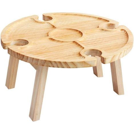 Tragbarer Weintisch Für Den Außenbereich, Mini-camptisch, Picknicktisch, Rund Aus Holz, Tragbar, Für Den Außenbereich, Faltbar, Kleiner Strandtisch Für Den Garten (30 15 Cm)