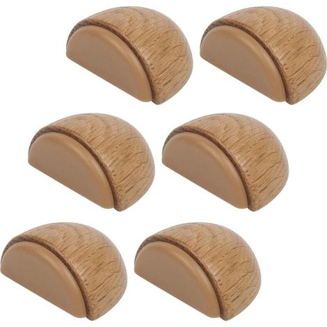 Set Aus 6 Türstoppern – Klebe-türstopper Aus Holz Für Boden Und Parkett – Selbstklebender Türanschlag (eiche Natur)