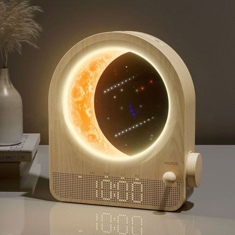 Wecker Und Nachttischlampe Kombiniert, Nachtlicht Mit 3 Helligkeitsstufen Und Tageslicht, Lichtwecker, 10 Naturklänge, Dimmbares Nachtlicht, Ideal Für Das Schlafzimmer