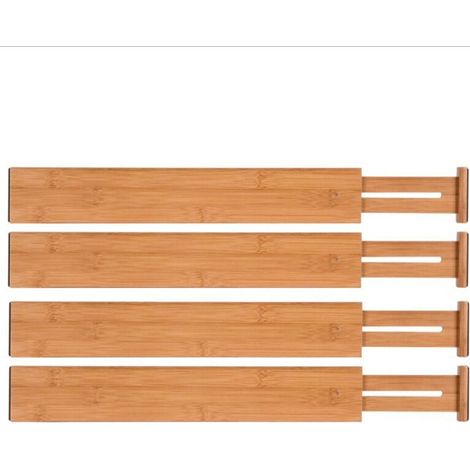 Küchen-schubladen-organizer Aus Bambu (4er-set) Verstellbare Schubladen-ordnungsboxen, Mit Federmechanismus, Küche, Schlafzimmer, Babyzimmer, Büro