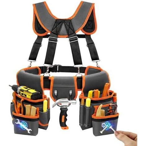 Professioneller Werkzeug-hosenträgergürtel Für Herren, Magnetische Werkzeuchtasche Mit Trägern, Robuster Utility-gürtel, Abnehmbar Und Verstellbar, Ideal Für Elektriker Und Zimmermänner