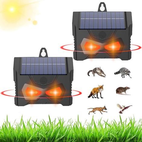2 Stück Ultraschall-tiervertreiber, Led-lampe Mit Rotem Solarlicht Zum Aufhängen, Schutz Gegen Wildtiere Wie Wildschweine Und Waschbären, Geeignet Für Garten, Garage, Patio