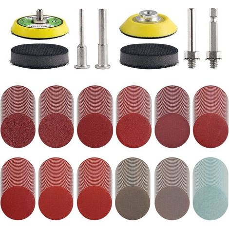 240-teiliges Satz Schleifscheiben, 50 Mm, Für Bohrmaschinen-schleifer, Rotative Werkzeuge Mit 2 Stützplatten, 6,35 Mm, 6,35 Mm, Schleifkissen Mit Körnung 80–3000