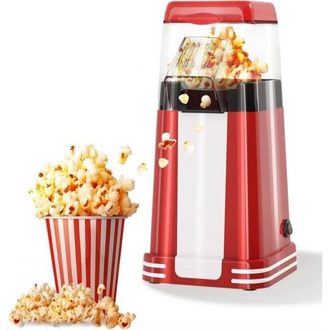Retro-popcornmaschine, 1200 W Heißluft-popcornmaschine Mit Dosierbecher, Ein-knopf-bedienung, Ohne Öl, Perfekt Für Heimkinos, Filmabende Und Partys