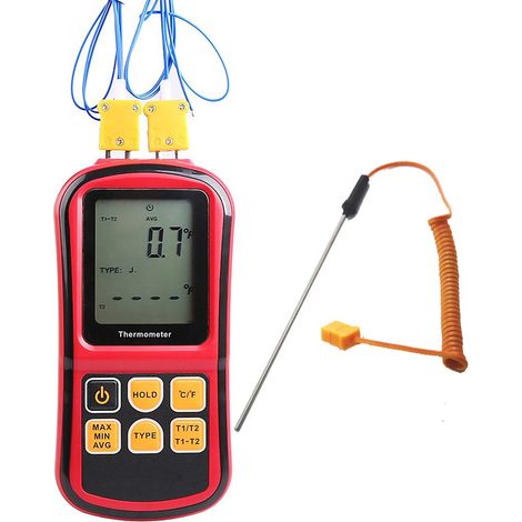 Digitales Thermometer Mit Doppelkanal Und Lcd-hintergrundbeleuchtung Für K/j/t/e/r/s/n-thermoelemente