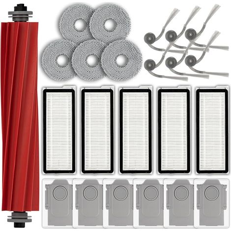 23-teiliges Ersatzteil-set Qv 35a/qv 35s Kompatibel Mit Roborock Saugroboter Qv 35a/qr 798/qv 35s, 1 Walzenbürste, 6 Seitenbürsten, 6 Staubbeutel, 5 Hepa-filter, 5 Wischmopps