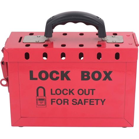 Schlossbox Safety Group, Edelstahl-sperrbox Mit Ergonomischem Griff, Kann 13 Schlösser Aufnehmen, Klappdeckel Und Riegel, Sichtbares Schlüsselloch,
