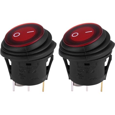 2 Stück Kippschalter Mit Led-rotlicht 12v 20a 3-polig Für Auto, Boot, Rund