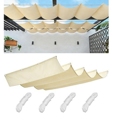 Einfahrbares, Wasserdichtes Sonnensegel Mit Mehrfarbigem Wellenmuster, 1,2 X 3 M, Uv-schutz, Für Garten, Terrasse Oder Balkon, Farbe Sand.