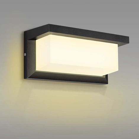 Wandaufbau-außenleuchten 12 W, Netzbetrieben, Ip65 Wasserdicht, Aus Aluminium, Für Veranda, Eingangstür, Garage, Zaun Und Garten — Farbe Schwarz, Warmweißes Licht