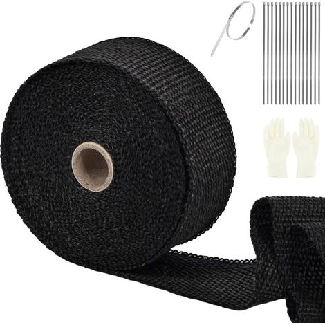 Wärmeband, 15m50mm Auspuff-isolierband Für Krümmer, Thermoisolationsband Mit 10 Rostfreien Kabelbindern, Für Motorradkrümmer Und Auspuff (schwarz)