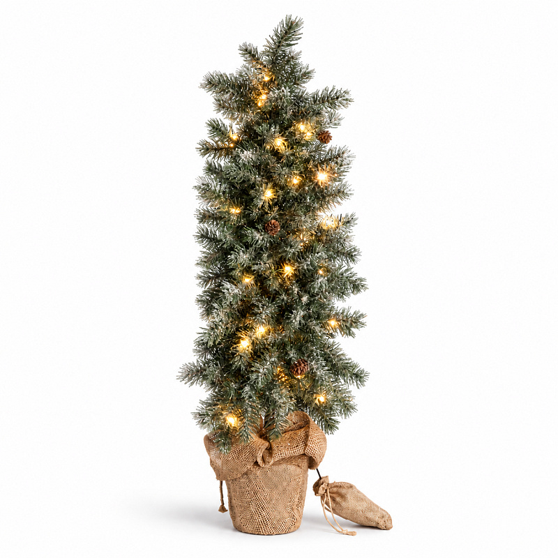 Aga Künstlicher Weihnachtsbaum Im Blumentopf 85 Cm Verschneit Mit Led-beleuchtung