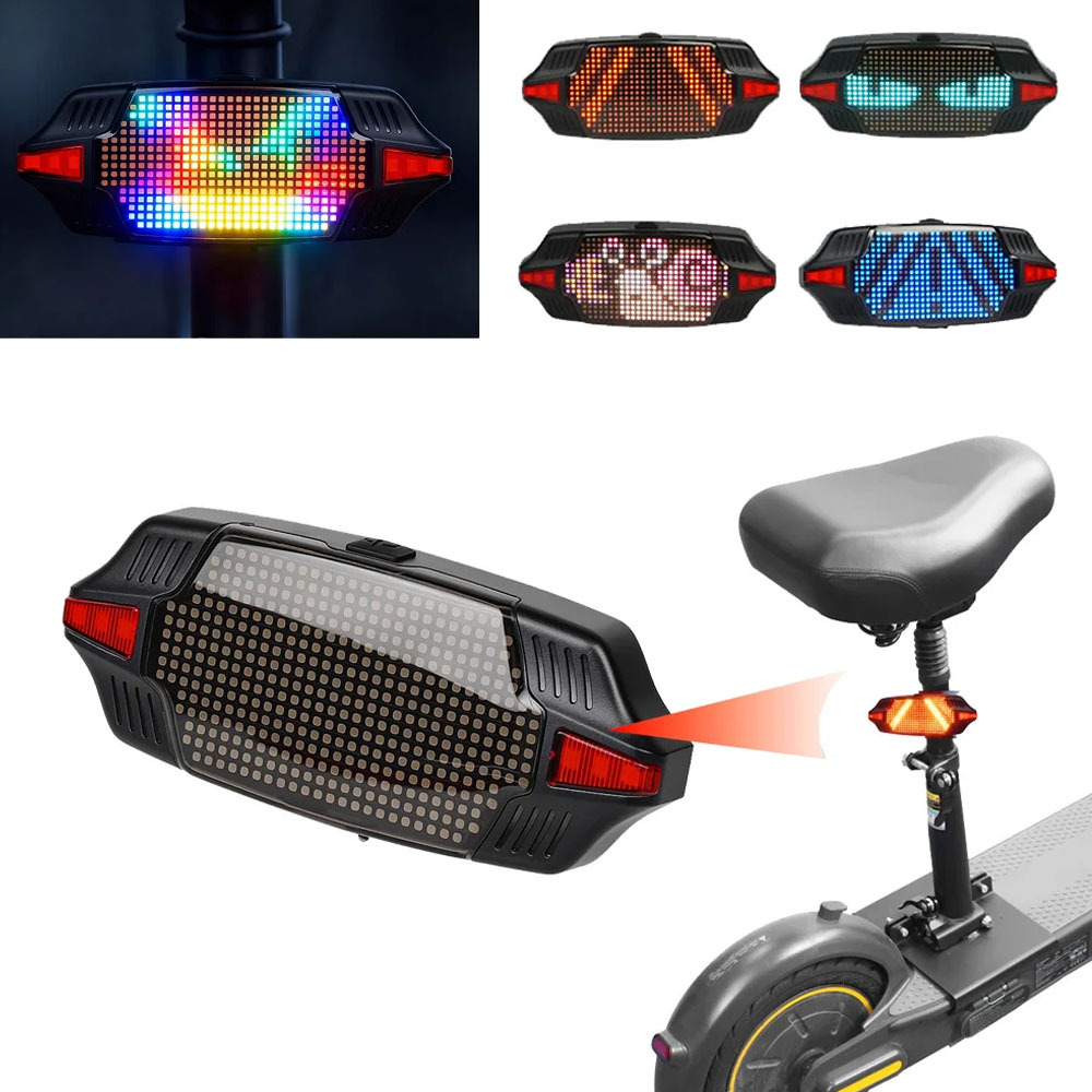 Led-rücklicht Für Fahrräder, Anpassbare Animation Per App, Automatisches Bremsen Und Abbiegen, Nachtsicherheitswarnung