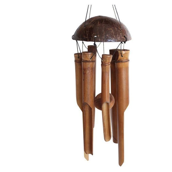 Windspiel Aus Natürlichem Bambus Und Kokosnuss, Windspiel Aus Holz Und Bambus, Türdekoration, Handgefertigtes Geschenk