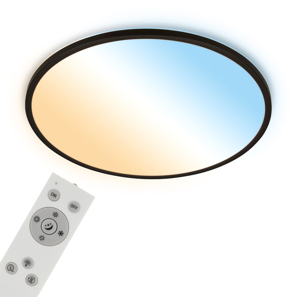 Briloner Led Panel Cct Backlight Ø58x4,5 Cm 45w 6000lm 2700k-6500k Warmweiß-tageslichtweiß Dimmbar Schwarz - Deckenlampe Wohnzimmer Küche