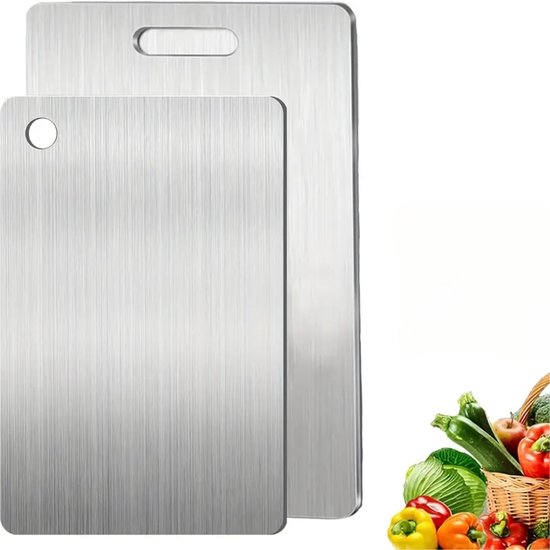 2x Titan-schneidebretter – Schneidebrett-set – Spülmaschinenfest – Antibakteriell – Schneidebretter Aus Edelstahl – 34 X 23 Cm Und 25 X 15 Cm – 100 % Titan