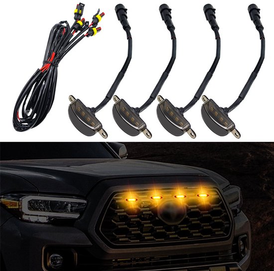 Kühlergrillleuchte – Scheinwerfer Für Geländewagen, Pick-ups Und Pkw – Universal – Tagfahrlicht – Led-kühlergrillleuchte – Universelle Orange Mini-lampe
